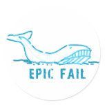 Epic Fail Whale Round Sticker