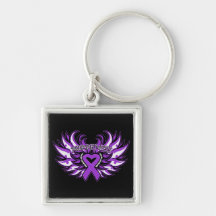 Epilepsy Awareness Heart Wings.png Keychain