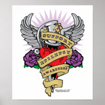 Epilepsy Dagger and Heart Tattoo Poster
