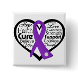 Epilepsy Heart Ribbon Collage Pin