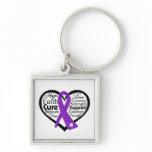 Epilepsy Heart Ribbon Collage Keychains