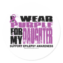 Epilepsy Purple for Daughter Round Sticker