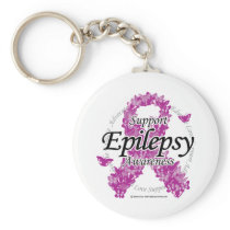 Epilepsy Ribbon of Butterflies Keychain