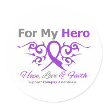 Epilepsy Tribal Ribbon Hero Stickers