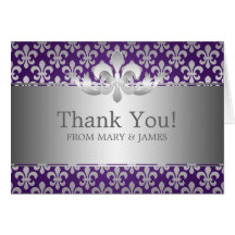 Épousant le "Merci" Fleur De Lis Purple Carte De Vœux