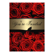 Épouser de roses rouges cartons d'invitation personnalisés
