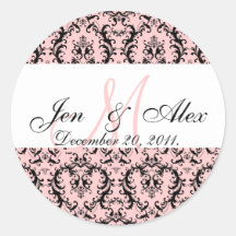 Épouser le monogramme rose appelle le joint de Pai Autocollants Ronds