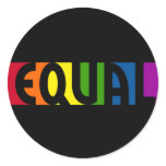 Equal Rainbow Round Black Sticker