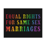 Equal Rights for Same Sex Marriages Postcard