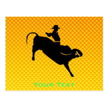 Équitation jaune-orange de Taureau Cartes Postales