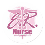 ER Nurse Pink Round Stickers