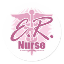 ER Nurse Pink Round Stickers