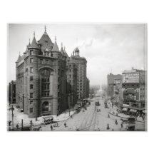 Erie County Savings Bank ~ Main & Niagara St. 1908 Art Photo