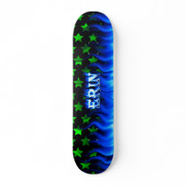 Erin blue fire Skatersollie skateboard.