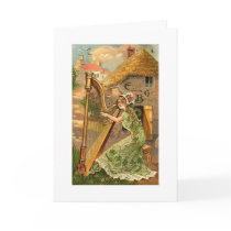 Erin Go Bragh Harp Woman Greeting Card