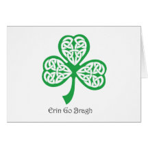 Erin Go Bragh shamrock with celtic knotwork Greeting Card