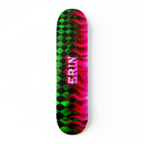Erin skateboard pink fire and flames design.