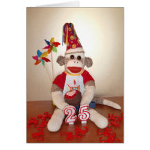 Ernie the Sock Monkey 25th Birthday Card