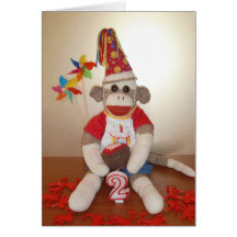 Ernie the Sock Monkey 2nd Birthday Card
