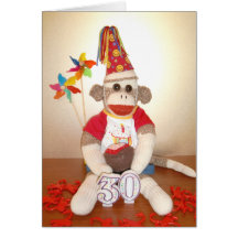 Ernie the Sock Monkey 30th Birthday Card