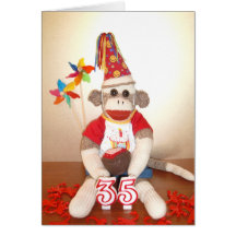 Ernie the Sock Monkey 35th Birthday Card