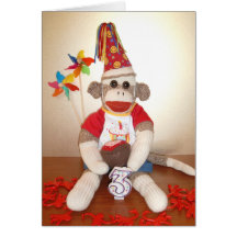 Ernie the Sock Monkey 3rd Birthday Card