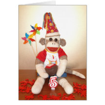 Ernie the Sock Monkey 5th Birthday Card