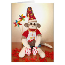 Ernie the Sock Monkey 65th Birthday Card