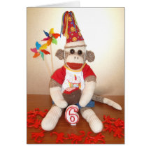 Ernie the Sock Monkey 6th Birthday Card