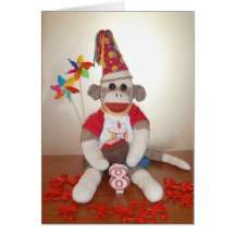 Ernie the Sock Monkey 8th Birthday Card