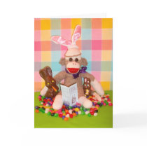 Ernie the Sock Monkey Choco Bunnies Easter Card