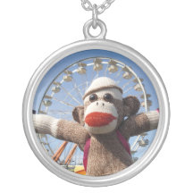 Ernie the Sock Monkey Necklace - at the fair