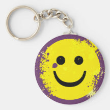 ERODED AND PAINT SPLATTER SMILEY KEYCHAIN