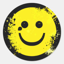 ERODED AND PAINT SPLATTER SMILEY STICKER