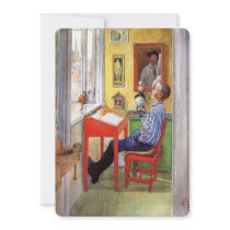 Esbjorn Doing His Homework by Carl Larsson Custom Invitations