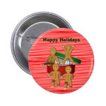 Escaping Gingerbread Men Christmas Button Pin