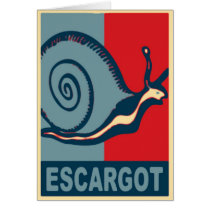 Escargot in Red and Blue Greeting Cards