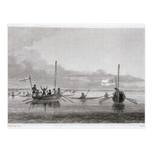 Eskimaux Coming Towards the Boats in Shoalwater Ba Postcard