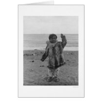 Eskimo Child On Alaska Beach 1906 Greeting Cards