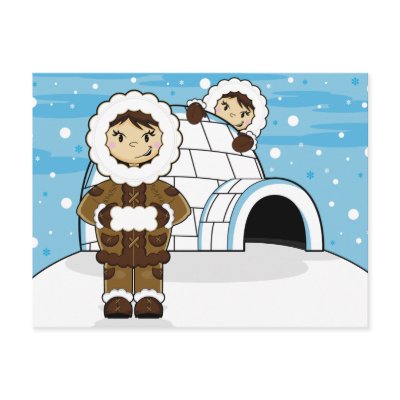 Eskimo & Igloo Postcard by markmurphycreative