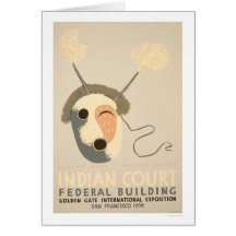 Eskimo Mask Golden Gate 1939 WPA Greeting Card