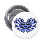 Esophageal Cancer Awareness Heart Wings.png Pinback Buttons