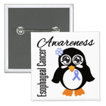 Esophageal Cancer Awareness Penguin Button