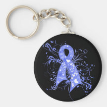 Esophageal Cancer Floral Swirls Ribbon Key Chains