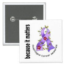 Esophageal Cancer Flower Ribbon 3 Buttons