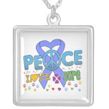 Esophageal Cancer Groovy Peace Love Cure Necklace