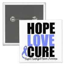 Esophageal Cancer Hope Love Cure Pinback Buttons