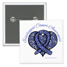 Esophageal Cancer Mosaic Heart Ribbon Buttons