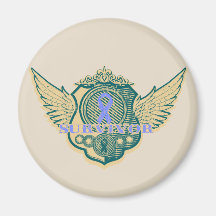 Esophageal Cancer Survivor Vintage Winged Fridge Magnets