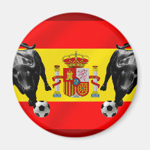 España La Furia Roja futbol Toro Flag of Spain Magnet